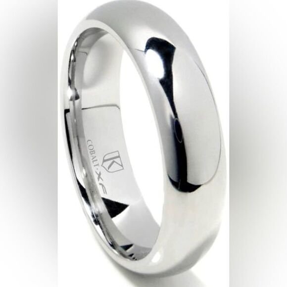 Mens Premium white gold color cobalt chrome ring is harder than stainless steel - Picture 1 of 5